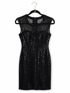 Black Sequin Cocktail Dress - Women